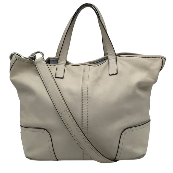 Coach Hadley White Leather Duffle Tote 